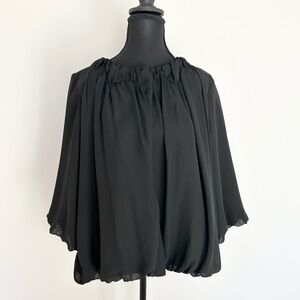 Simply Vera Vera Wang Black Ruffle-Neck Capelet Jacket – Size M